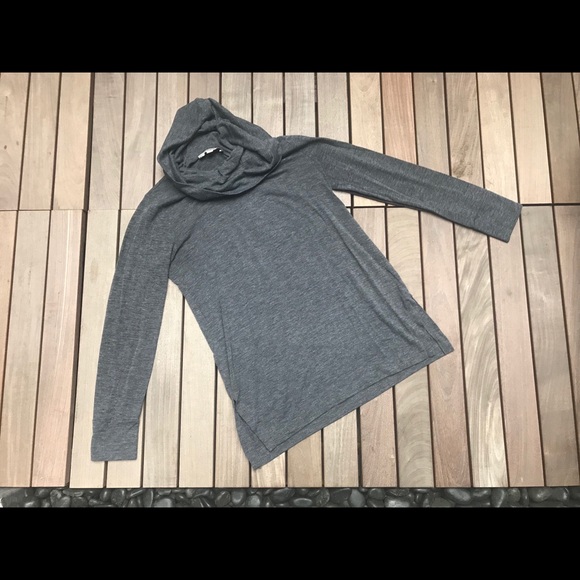 LOFT Grey Mock Neck Long Sleeve Loose Fitting Top - Picture 2 of 4